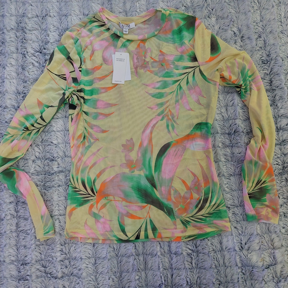 Aqua‎ Women's Tropical Print Long Sleeve Top